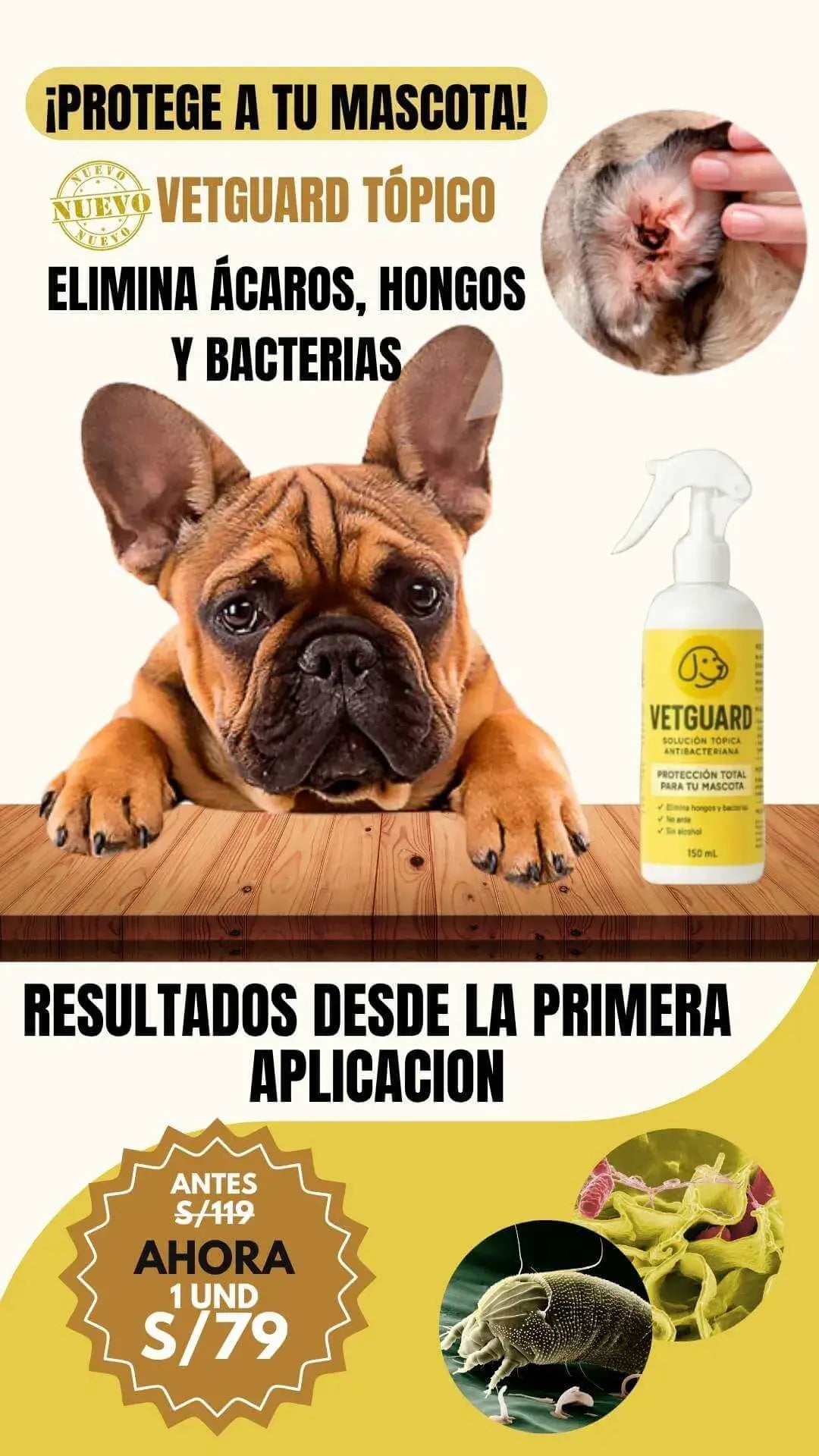 Vetguard Topico | Elimina Acaros, hongos y bacterias
